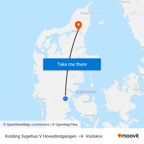 Kolding Sygehus V Hovedindgangen to Vodskov map