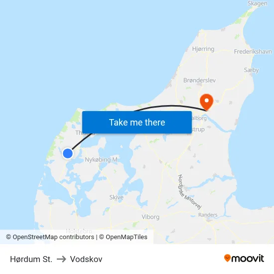 Hørdum St. to Vodskov map