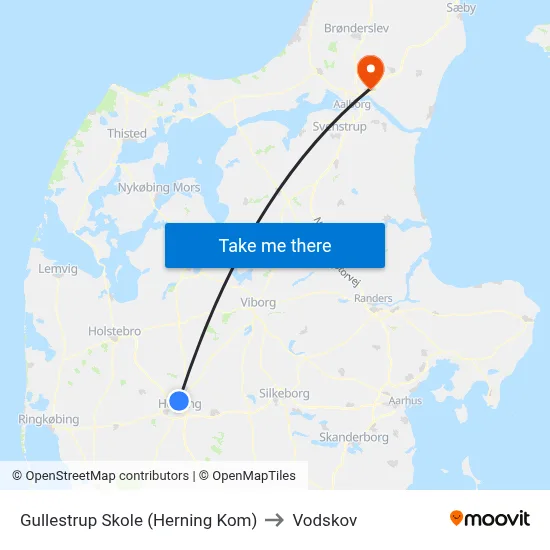 Gullestrup Skole (Herning Kom) to Vodskov map