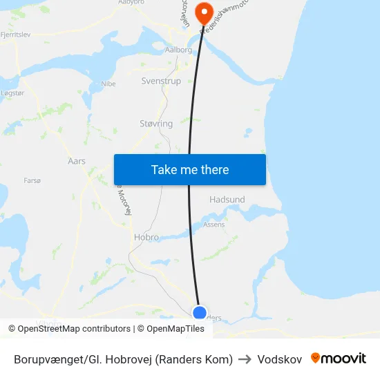 Borupvænget/Gl. Hobrovej (Randers Kom) to Vodskov map