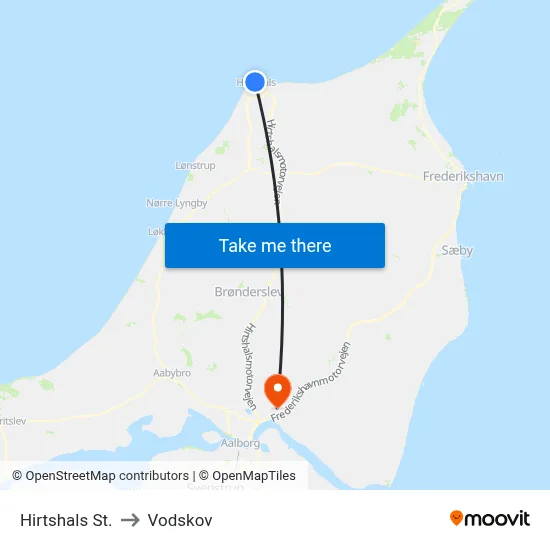 Hirtshals St. to Vodskov map