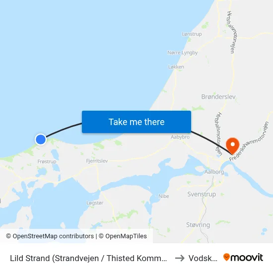 Lild Strand (Strandvejen / Thisted Kommune) to Vodskov map