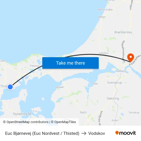 Euc Bjørnevej (Euc Nordvest / Thisted) to Vodskov map
