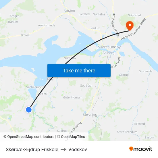 Skørbæk-Ejdrup Friskole to Vodskov map