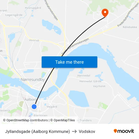 Jyllandsgade (Aalborg Kommune) to Vodskov map