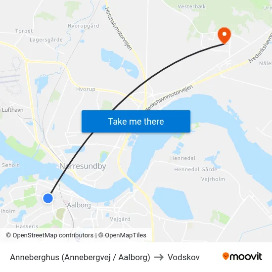 Anneberghus (Annebergvej / Aalborg) to Vodskov map