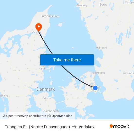 Trianglen St. (Nordre Frihavnsgade) to Vodskov map