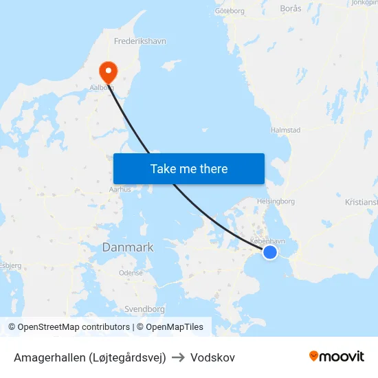Amagerhallen (Løjtegårdsvej) to Vodskov map