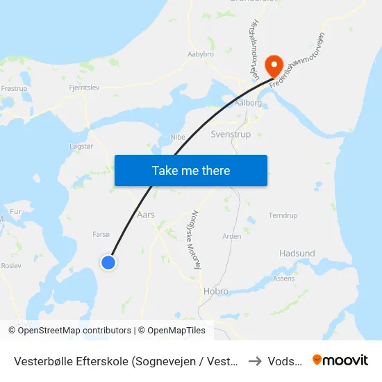 Vesterbølle Efterskole (Sognevejen / Vesthimmerl) to Vodskov map