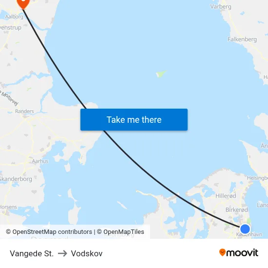 Vangede St. to Vodskov map