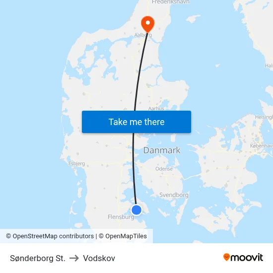 Sønderborg St. to Vodskov map
