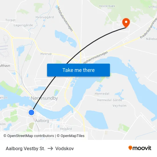 Aalborg Vestby St. to Vodskov map