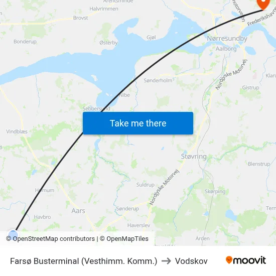 Farsø Busterminal (Vesthimm. Komm.) to Vodskov map
