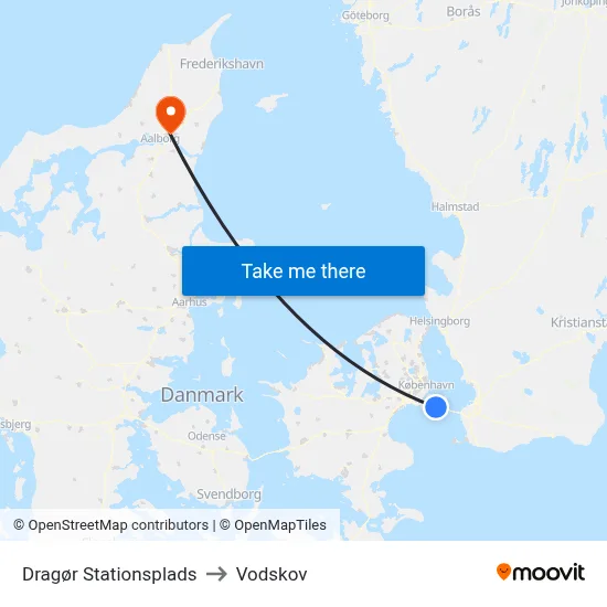 Dragør Stationsplads to Vodskov map