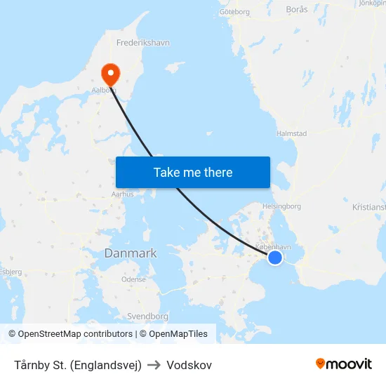 Tårnby St. (Englandsvej) to Vodskov map