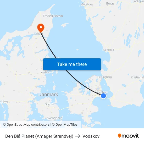 Den Blå Planet (Amager Strandvej) to Vodskov map