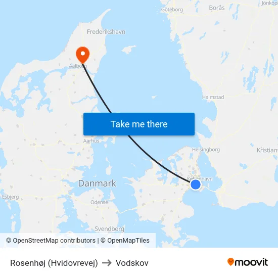 Rosenhøj (Hvidovrevej) to Vodskov map