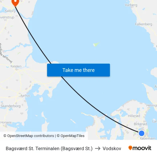 Bagsværd St. Terminalen (Bagsværd St.) to Vodskov map