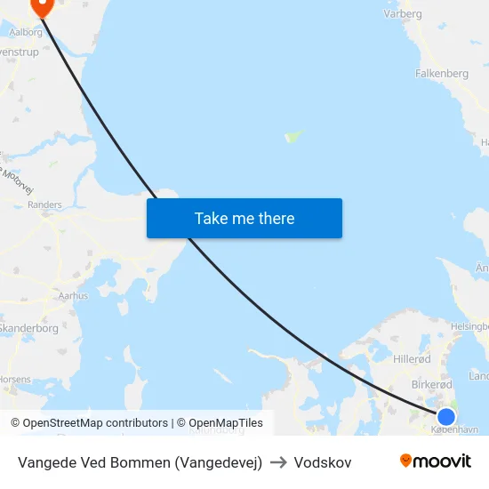 Vangede Ved Bommen (Vangedevej) to Vodskov map