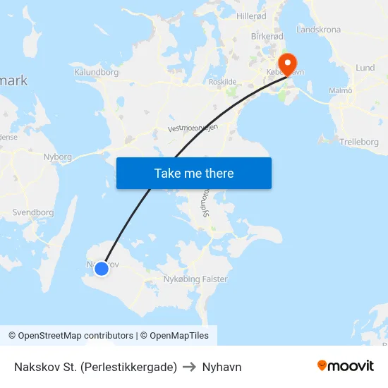 Nakskov St. (Perlestikkergade) to Nyhavn map