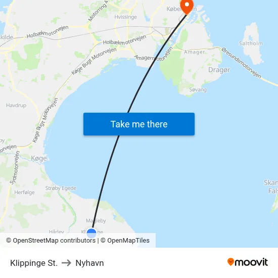 Klippinge St. to Nyhavn map