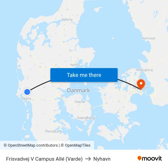 Frisvadvej V Campus Allé (Varde) to Nyhavn map