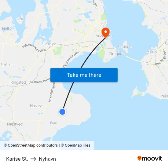 Karise St. to Nyhavn map