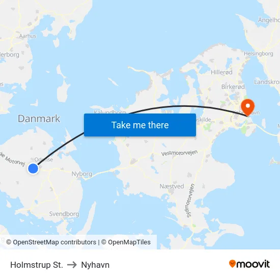 Holmstrup St. to Nyhavn map