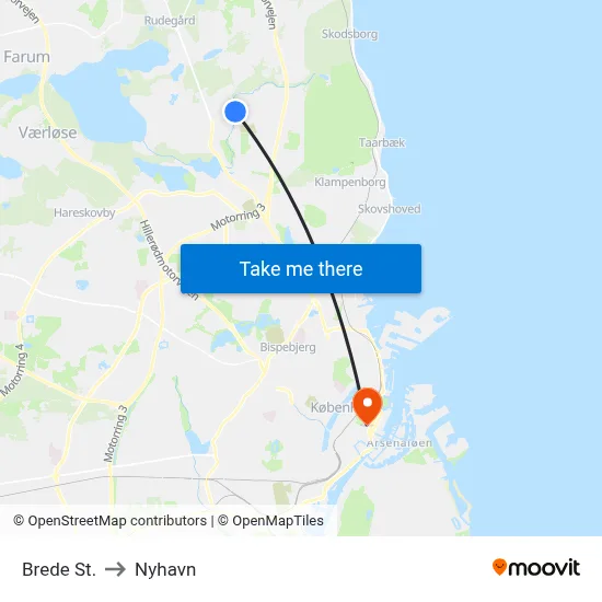 Brede St. to Nyhavn map