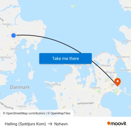 Halling (Syddjurs Kom) to Nyhavn map