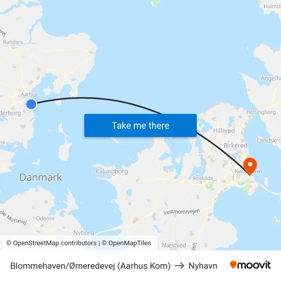 Blommehaven/Ørneredevej (Aarhus Kom) to Nyhavn map