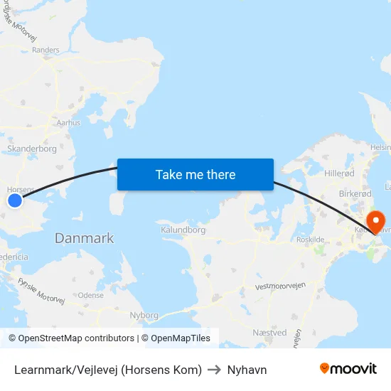 Learnmark/Vejlevej (Horsens Kom) to Nyhavn map