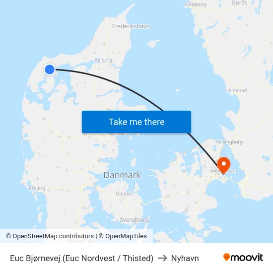 Euc Bjørnevej (Euc Nordvest / Thisted) to Nyhavn map