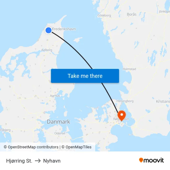 Hjørring St. to Nyhavn map