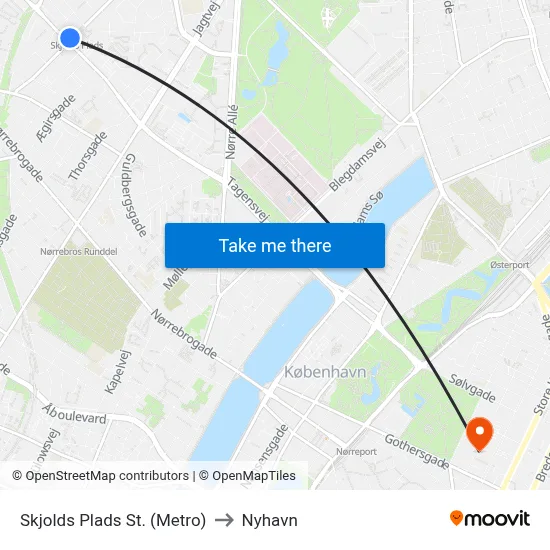 Skjolds Plads St. (Metro) to Nyhavn map