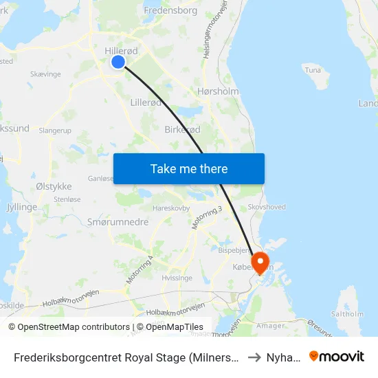 Frederiksborgcentret Royal Stage (Milnersvej) to Nyhavn map