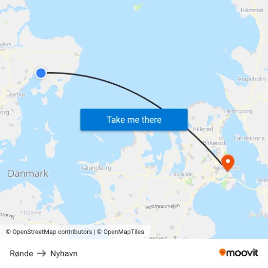 Rønde to Nyhavn map