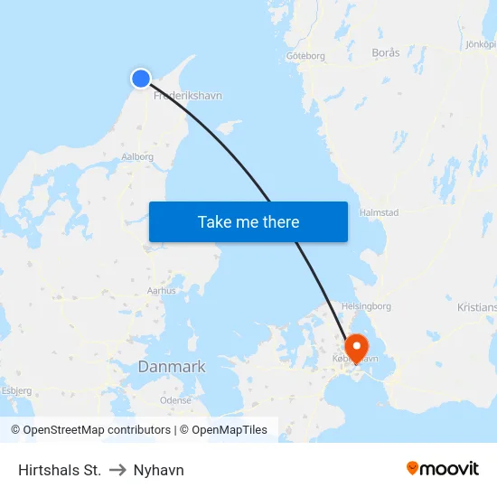Hirtshals St. to Nyhavn map