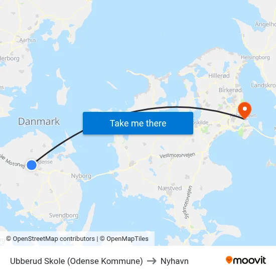 Ubberud Skole (Odense Kommune) to Nyhavn map