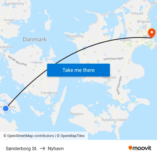 Sønderborg St. to Nyhavn map