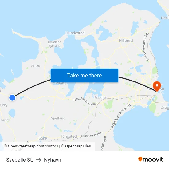 Svebølle St. to Nyhavn map