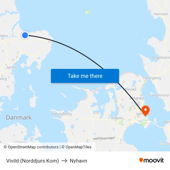 Vivild (Norddjurs Kom) to Nyhavn map