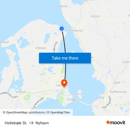 Hellebæk St. to Nyhavn map