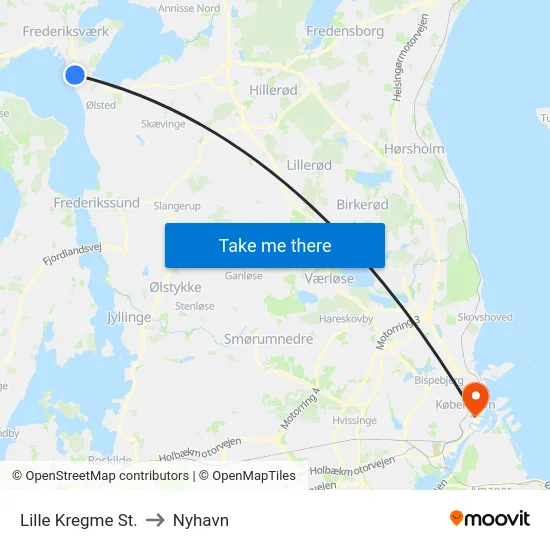 Lille Kregme St. to Nyhavn map
