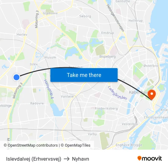 Islevdalvej (Erhvervsvej) to Nyhavn map