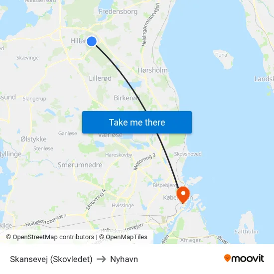 Skansevej (Skovledet) to Nyhavn map