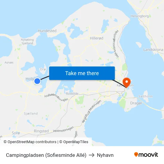 Campingpladsen (Sofiesminde Allé) to Nyhavn map