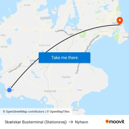 Skælskør Busterminal (Stationsvej) to Nyhavn map