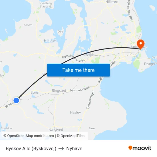 Byskov Alle (Byskovvej) to Nyhavn map