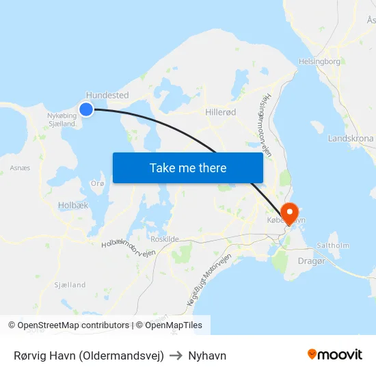 Rørvig Havn (Oldermandsvej) to Nyhavn map
